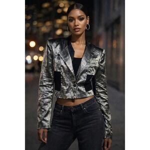 Sean John Y3K Metallic Streetwear Jacket Y2K Clubwear‎ Gun Metal Size M Light